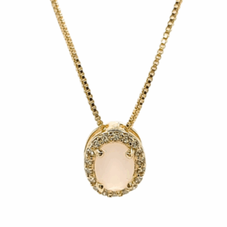 Conjunto Aurora Princesa Quartzo Rosa Banho Ouro 18K