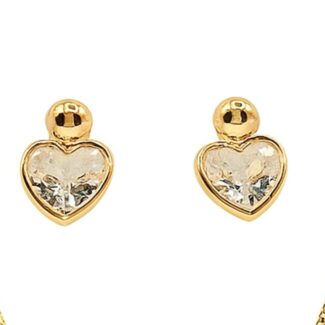 Conjunto Coração Zircônia Gaia Banho Ouro 18K