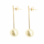 Brinco Lua Pendente Perola Banho Ouro 18K