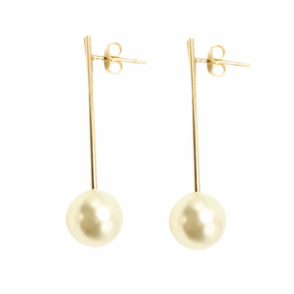 Brinco Lua Pendente Perola Banho Ouro 18K