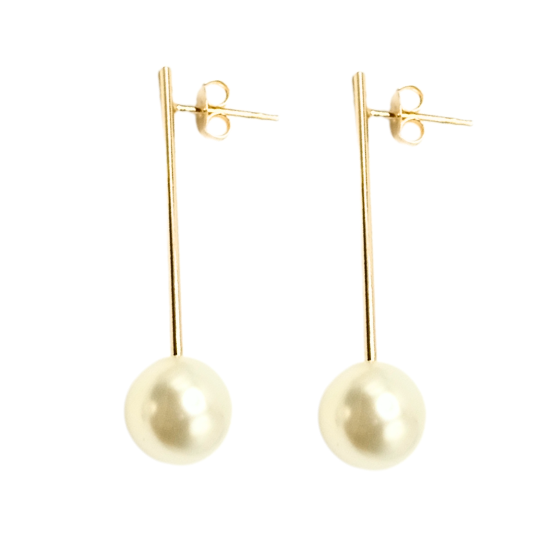 Brinco Lua Pendente Perola Banho Ouro 18K
