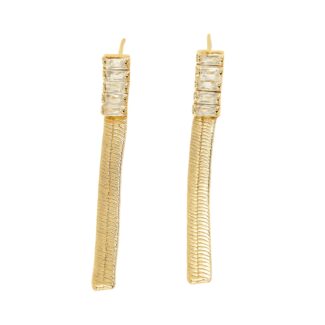 Brinco Zoe Riviera Zircônias Banho Ouro 18K