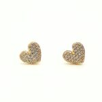 Brinco Lyra Coração Micro Zircônias Banho Ouro 18K