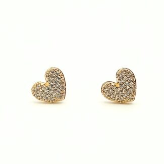 Brinco Lyra Coração Micro Zircônias Banho Ouro 18K