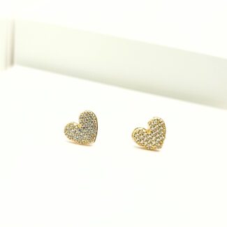 Brinco Lyra Coração Micro Zircônias Banho Ouro 18K
