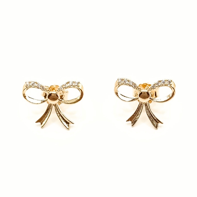 Brinco Any Laço com Micro Zircônias Banho Ouro 18K