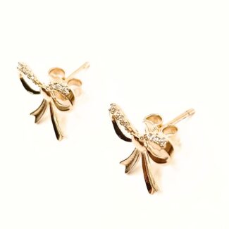 Brinco Any Laço com Micro Zircônias Banho Ouro 18K