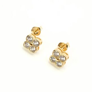 Brinco Sofia Trevo Zircônias Banho Ouro 18K