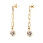 Brinco Luz Pendente Cartier Gota Zircônia Banho Ouro18K
