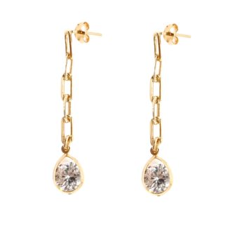 Brinco Luz Pendente Cartier Gota Zircônia Banho Ouro18K