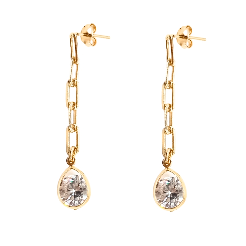 Brinco Luz Pendente Cartier Gota Zircônia Banho Ouro18K