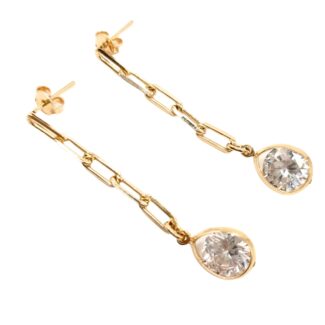 Brinco Luz Pendente Cartier Gota Zircônia Banho Ouro18K