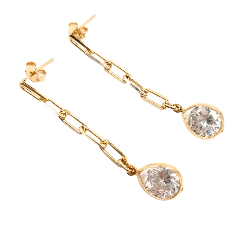 Brinco Luz Pendente Cartier Gota Zircônia Banho Ouro18K