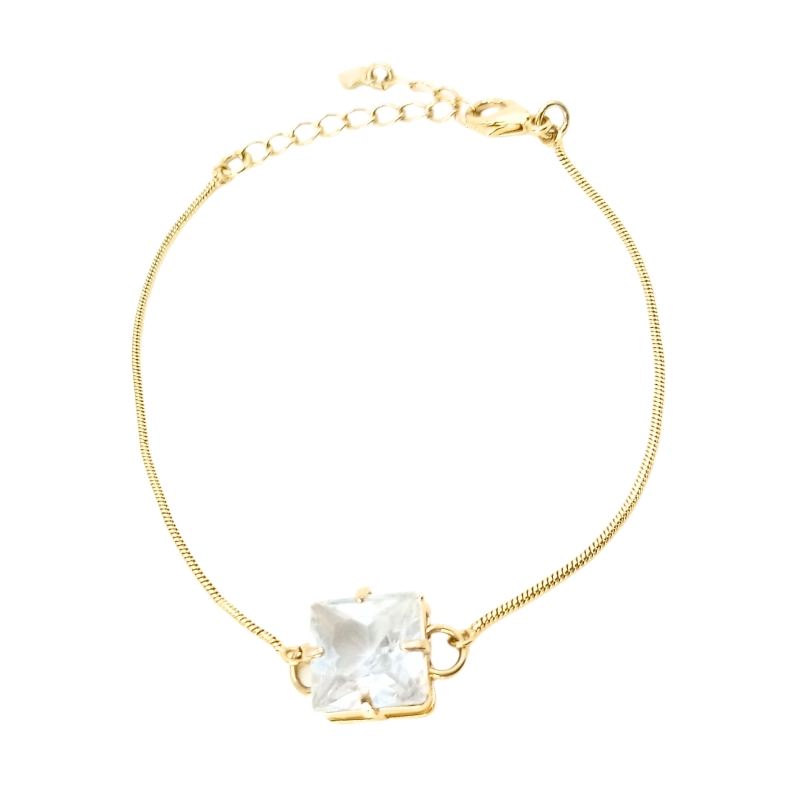 Pulseira Isis Zircônia Quadrada Banho Ouro18K